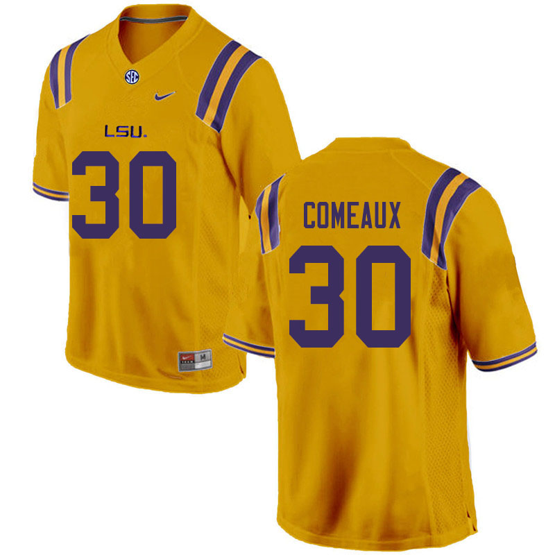 Men #30 Cade Comeaux LSU Tigers College Football Jerseys Sale-Gold